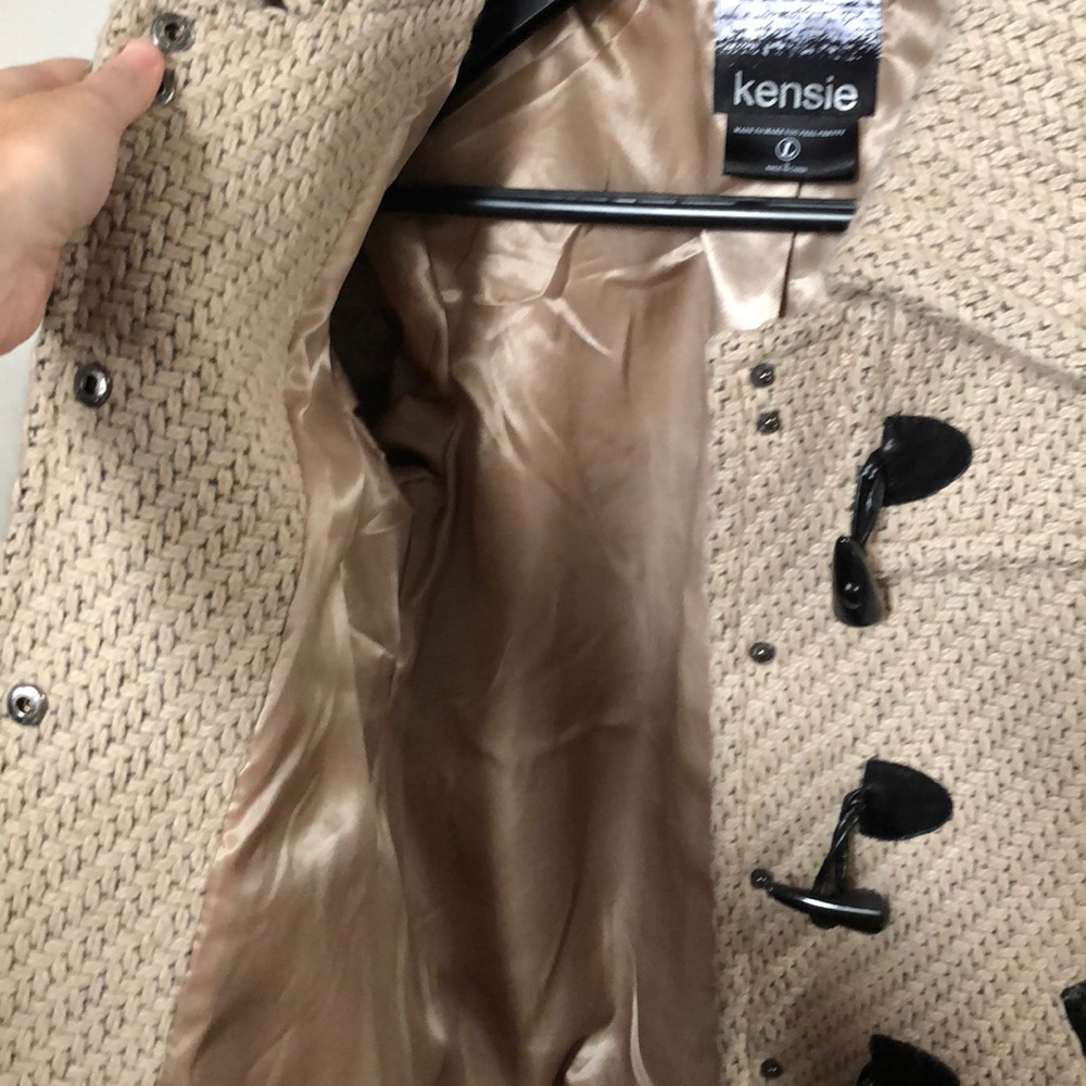 Kensie Beige Knit Toggle Coat Large - Picture 4 of 4